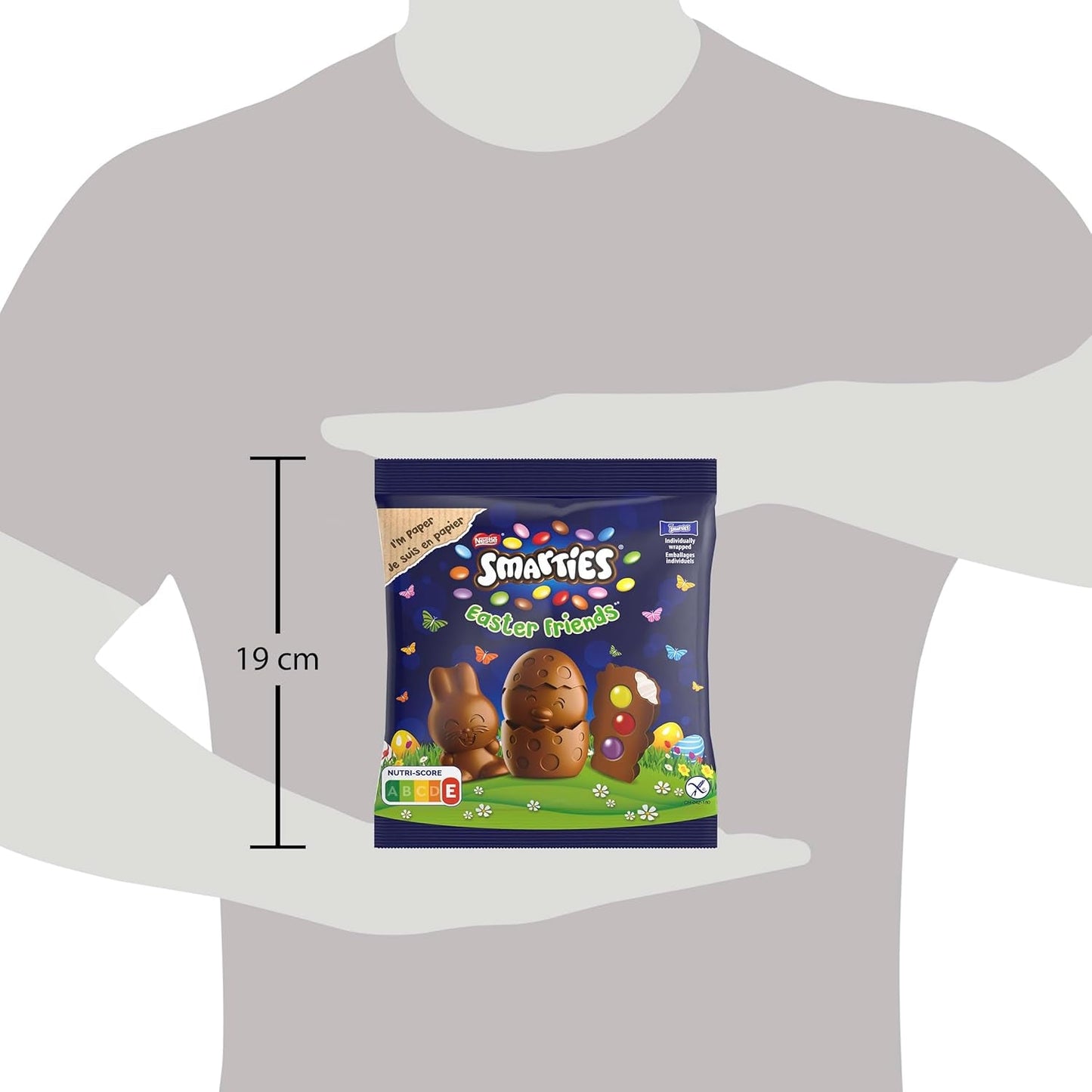 NESTLÉ SMARTIES Paasvrienden, beeldjes met paasthema, gemaakt van fijne melkchocolade met romige vulling en gekleurde mini-linzen met SMARTIES-chocolade, 1 pakje (1 x 65 g)