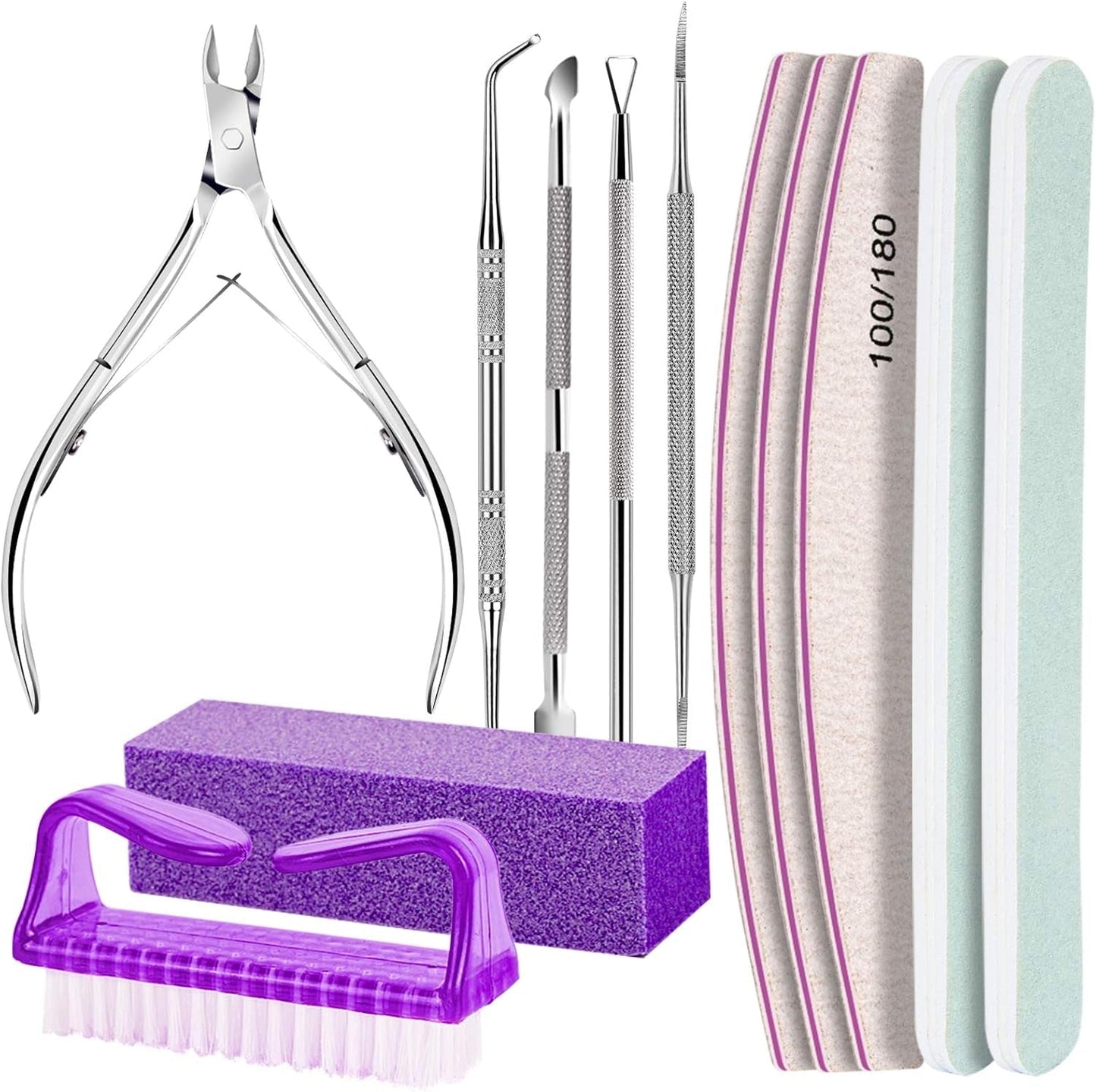 FANDAMEI manicureset, buffer voor gelnägel, nagelfeile 100/180, nagelfeilen voor gelnägel, nagelhautschieber, buffer voor gelnägel, feilen voor gelnägel, nagelzange, nagelfeilen set, manicure- en pedicureset