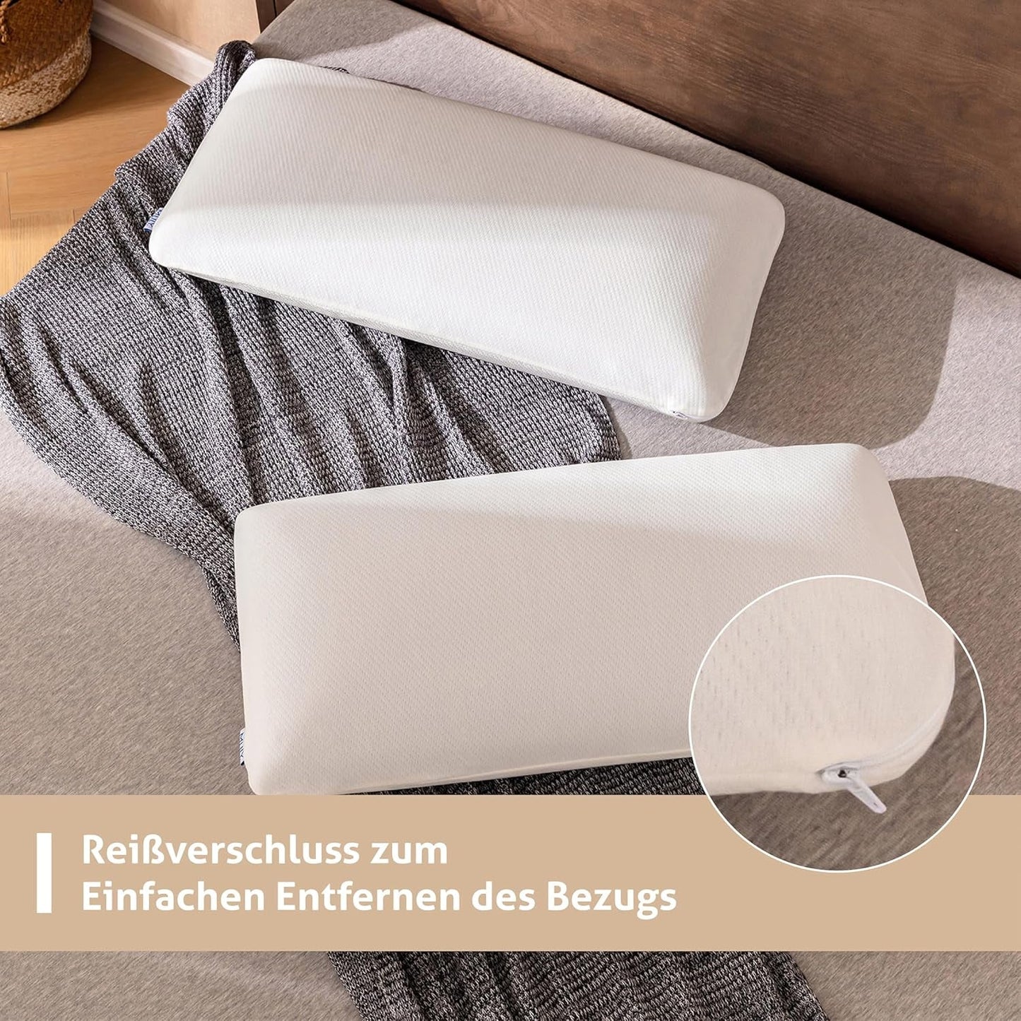 EGO HOME Kussen Memory Foam Zacht Ergonomisch Kussen Voor Rugslaper Zijslaper Neksteunkussen Met Ademende En Wasbare Hoes, Oeko-Tex Gecertificeerd, Nekkussen 75X35Cm Perne Standaard Naty Shop