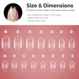 Modelones nageltips 510-delig - volledig dekkende nageltipsset, geltipsset, pre-polijst PMMA-hars nageltips, kunstnagels voor lijm op nail art DIY, korte Squoval