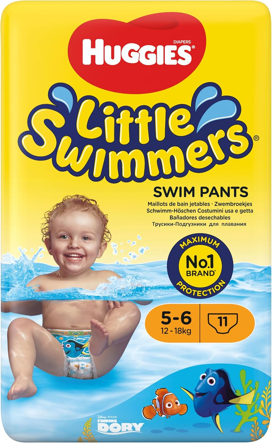 Huggies Little Swimmers Wegwerpzwemluiers voor baby's en peuters, maat 5-6 (12-18 kg), 11 zwemluiers, unisex