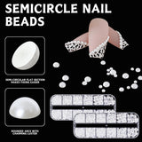 12 Größen Nail Art Perlen, Flache Perlen, Nail Art Accessoires, Halbkreis Nagelperlen, Weiße Nail Charms en Glitzersteine ​​​​Nägel voor Nail Art Design, DIY Basteln, Alltag, Hochzeit (2 dozen)