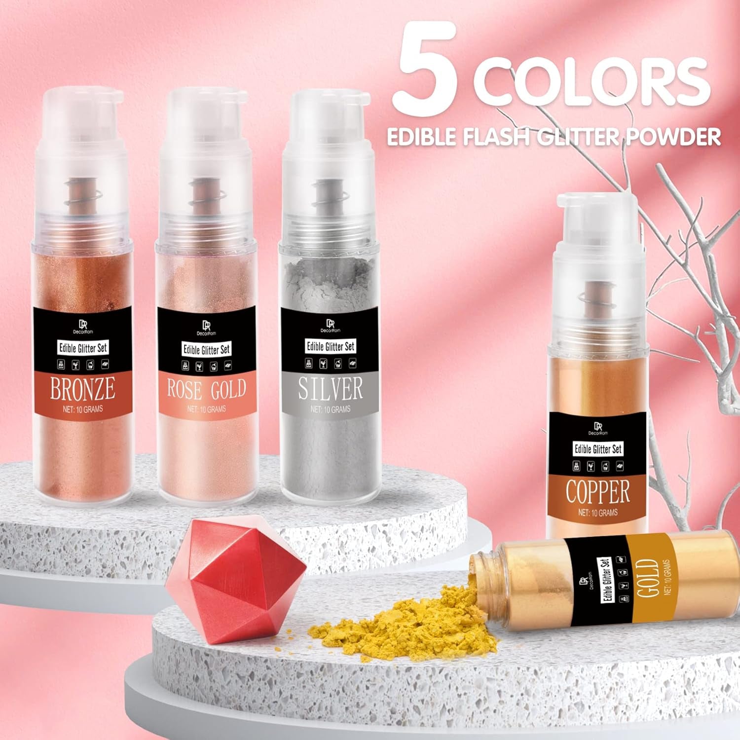 DecoRom, eetbare glitters, poeder, 10 gram Glitter Naty Shop