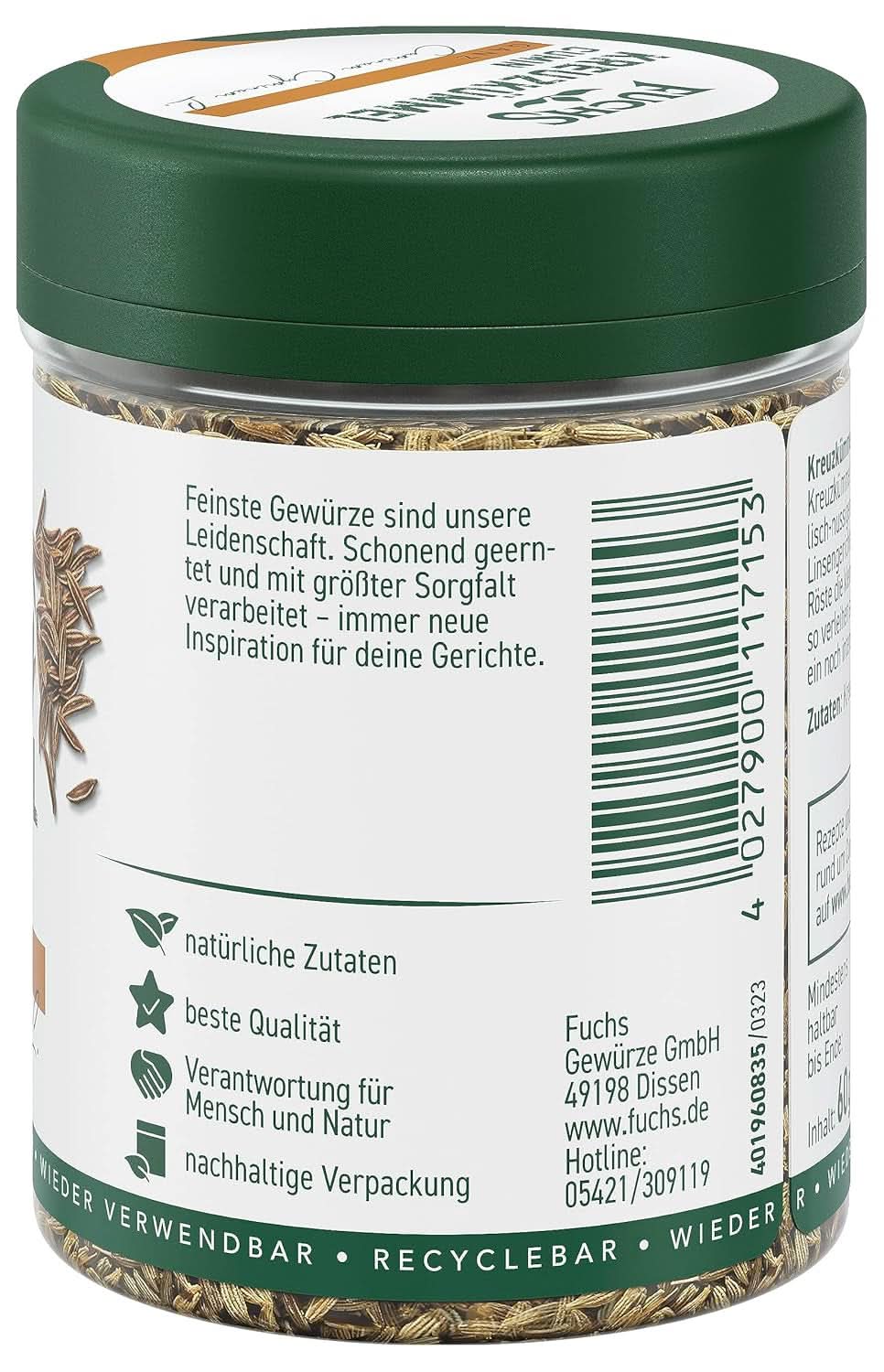 Fuchs - Hele komijn, 60 gram Specerijen Naty Shop