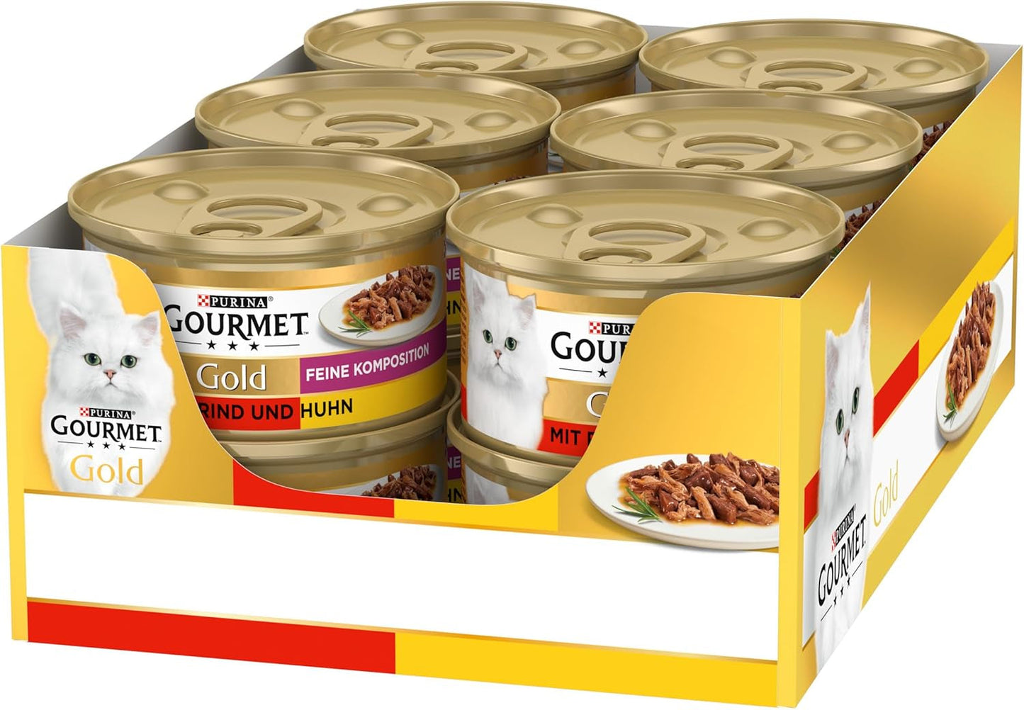 Gourmet Gold Fijne Samenstelling kattennatvoer met rundvlees en kip, verpakking van 12 (12 x 85 g)