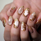 Moonglow korte magnetische kunstnagels, roze amandelrood gradiënt glitter kattenoog met lijm, roze rode ombre glitter fototherapie kunstnagels voor dames en meisjes