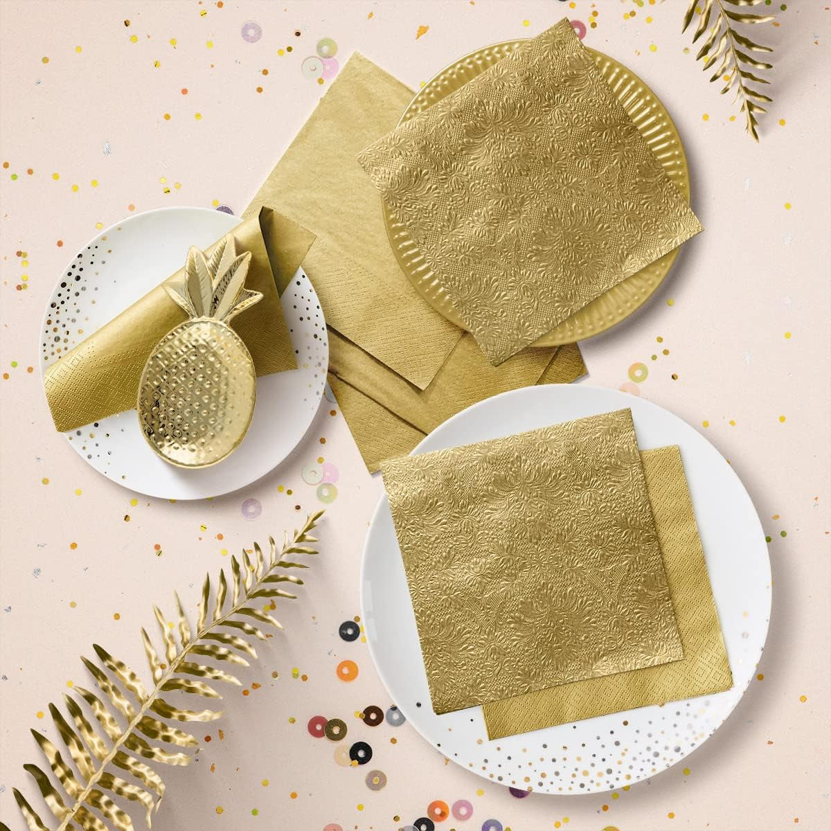 PAW - 3-laags servetten (33 x 33 cm) I 20 stuks I Perfect voor verjaardagen, feesten, bruiloften, communies en feestdagen I Gekleurde papieren servetten - speciale gelegenheden, ornamenten I Inspiration Classic (goud)