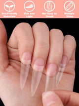 EBANKU 500 stuks kunstmatige nep-nageltips matte zachte gel heldere tips kunstmatige nageltips voor nagelverlengingen valse nagelset 12 maten-A