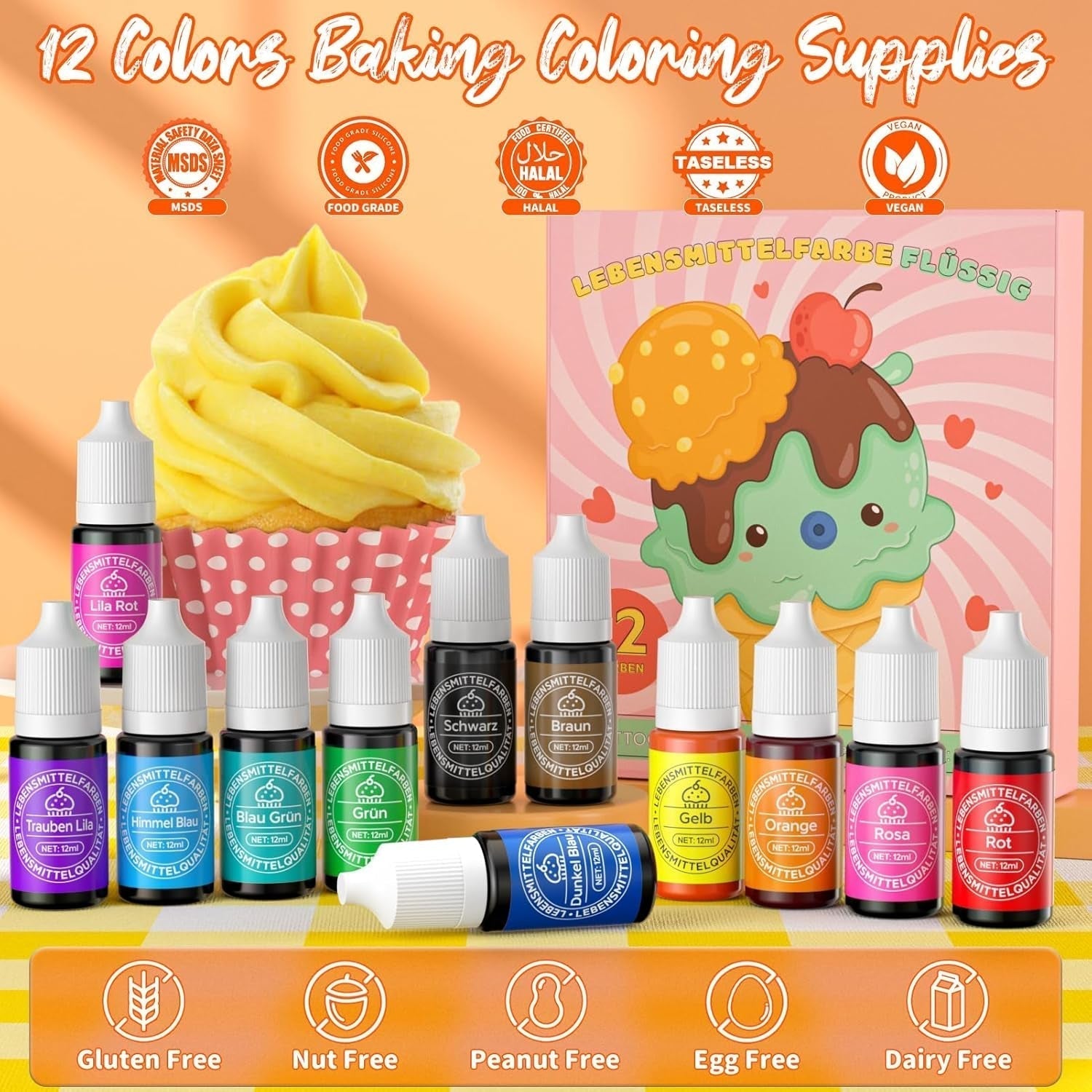 Vloeibare kleurstofset 12 x 12 ml Naty Shop