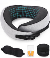 Vliegtuig nekkussen, traagschuim reiskussen, nekkussen voor volwassenen, verstelbaar wasbaar vliegtuigkussen, ergonomisch reiskussen (grijs) Cervicale orthopedische kussens Naty Shop grijs