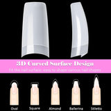 500 stuks Franse kunstnageltips Acryl valse nageltips Set Nagelverlengingen Nageltips Valse nagelaccessoires met 4 stuks nageldesignlijm Gelnagels Natuurlijk