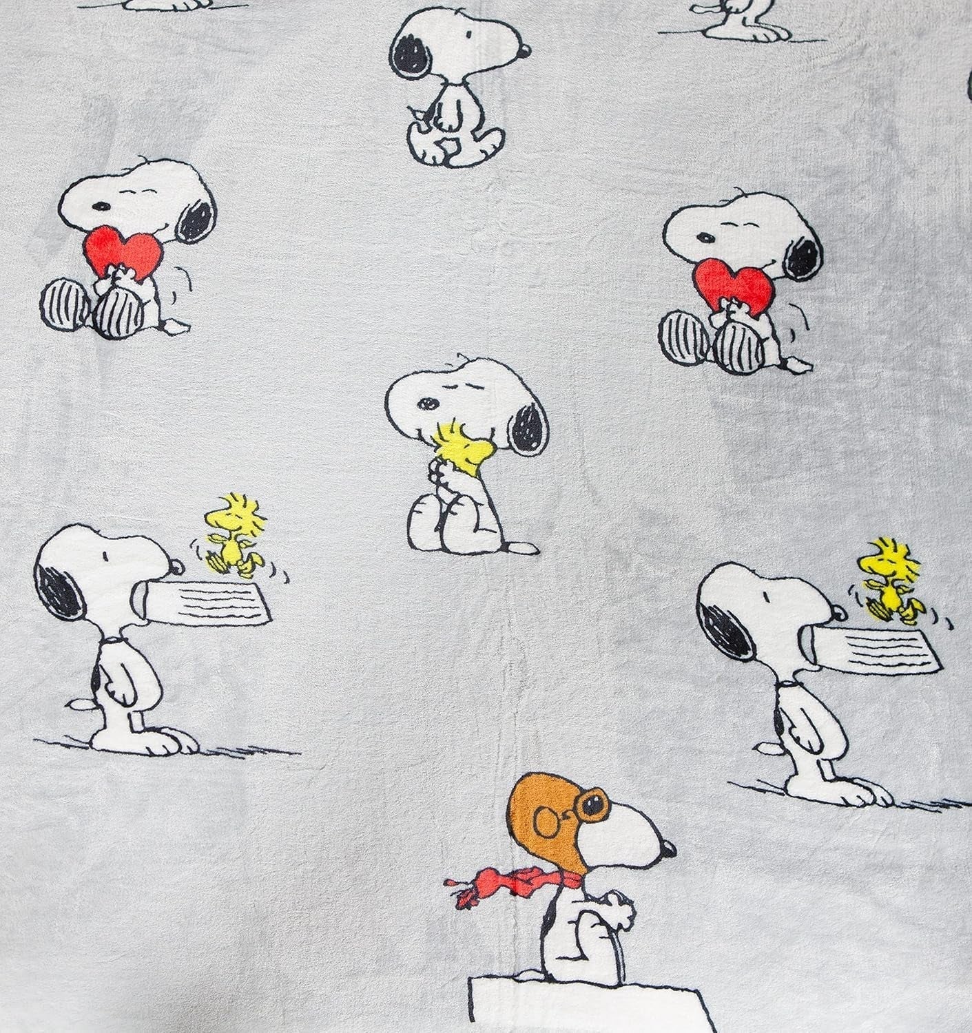 Kanguru Bed, sprei, fleecedeken voor tweepersoonsbed, microvezeldeken, Snoopy Peanuts GRIJS, 230X230Cm, zomerdeken, slaapkamersprei Bedden en dekens Besuche den Kanguru-Store