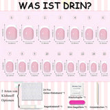 Lichtroze zelfklevende Franse nagels - 32 stuks lijm op Franse nagels - vierkante korte kunstnagels - ademende lijm op kunstnagels - volledige dekking kunstnagels voor dames (lichtroze)