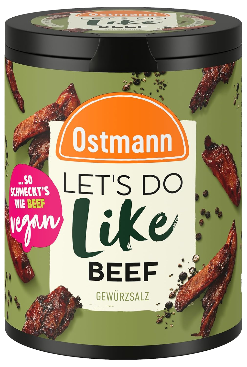 Ostmann Gewürze - Laten we doen zoals rundvlees | Rindfleisch-Geschmack voor ongewürzte Fleischersatzprodukte | Gewürzsalz für Seitan, Tofu, Vegetarische en Veganistische Gerichte | 90 g in Metalldose-recyclereep