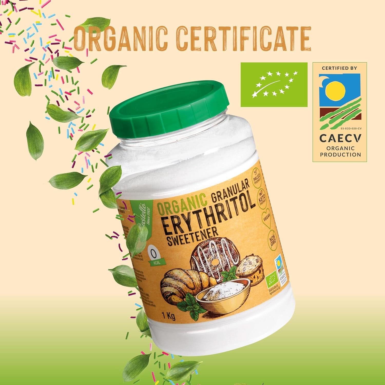 Natuurlijke biologische erythritol, 10G = 7G suiker, 1 Kg Zoetstoffen Naty Shop