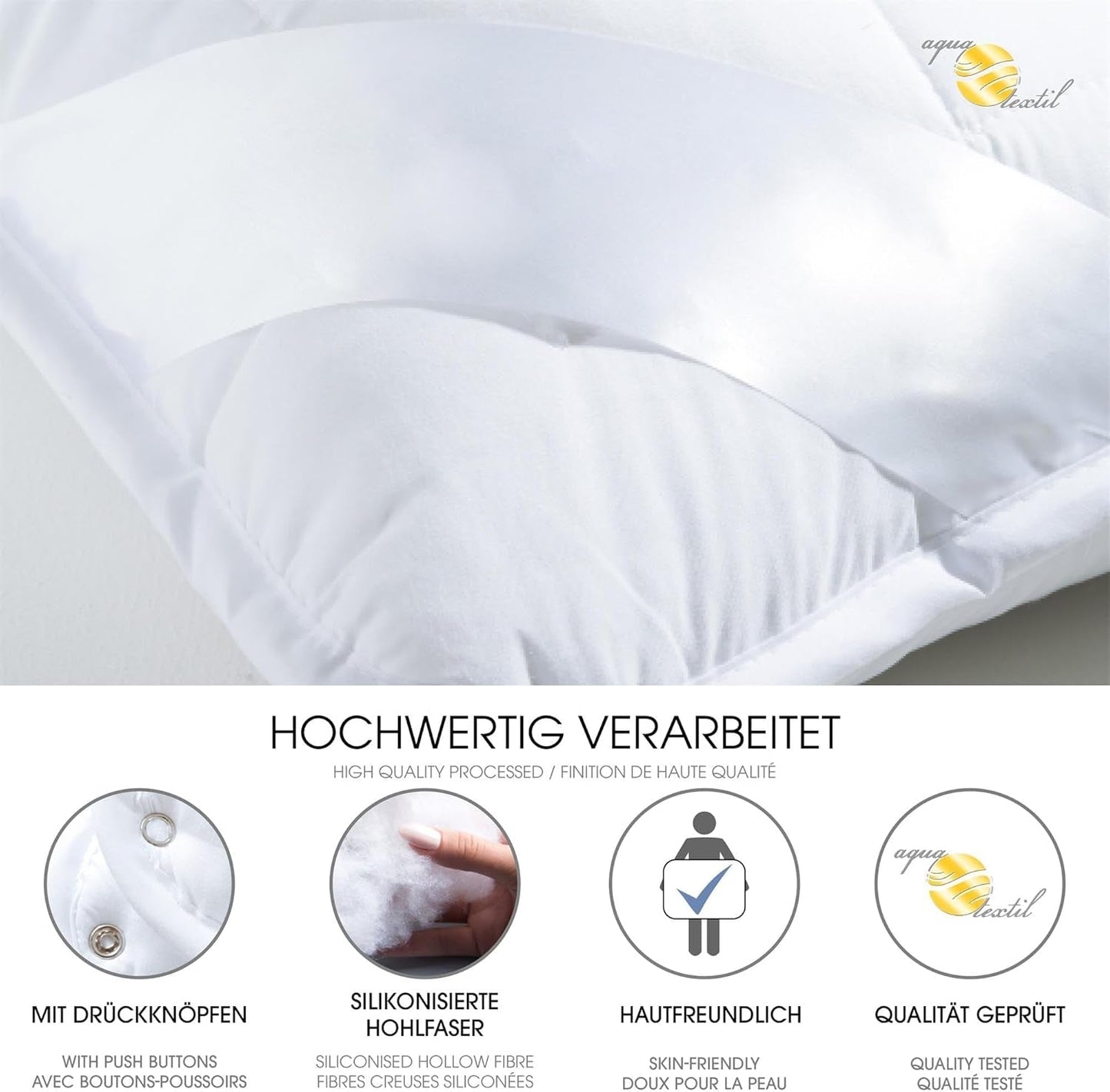 Aqua-Textil 4-seizoenen dekbed 135X200Cm Dekens aan elkaar geknoopt Winter 800G Zomer 600G Klimaatbeheersing Oeko-Tex Dekbedden en dekbedden Naty Shop
