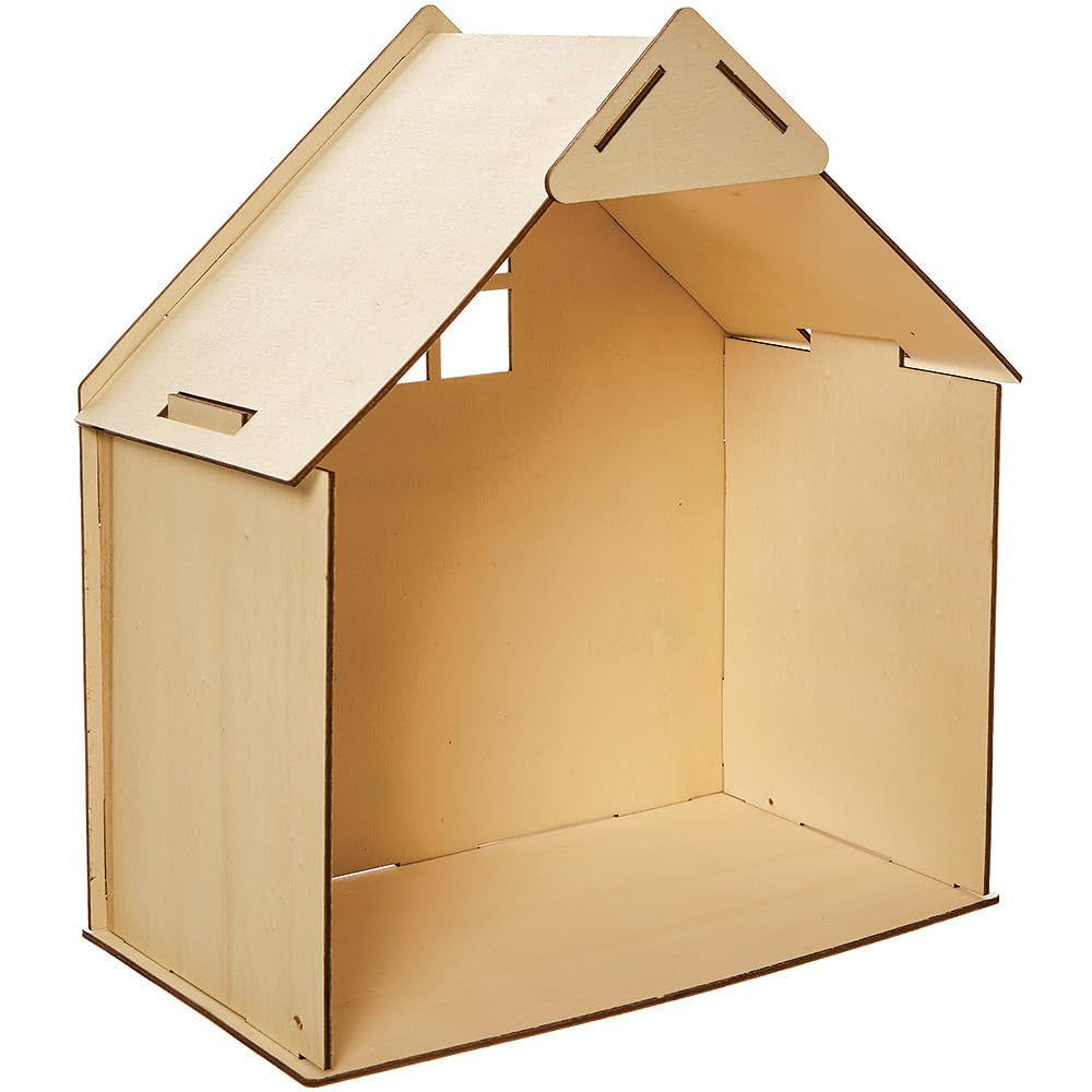 Baker Ross FN199 Houten poppenhuispakket - 1-pack, Kinderpoppenhuispakket, Knutselpakket Poppenhuizen Naty Shop