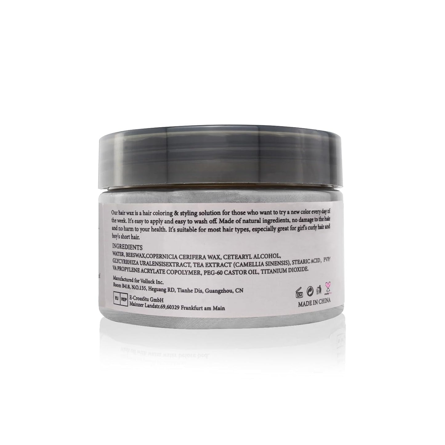 Tijdelijke haarkleur, styling haarkleur voor mannen vrouwen, natuurlijke haarpommade, haarverfwas voor feest, cosplay en Halloween, 4,23 oz (zilvergrijs) Naty Shop haarverf