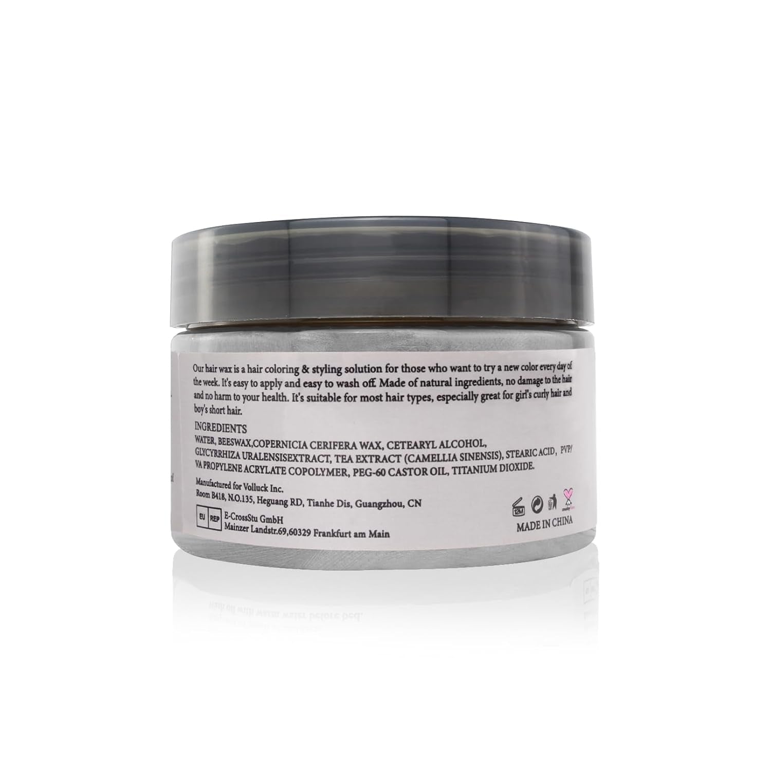 Tijdelijke haarkleur, styling haarkleur voor mannen vrouwen, natuurlijke haarpommade, haarverfwas voor feest, cosplay en Halloween, 4,23 oz (zilvergrijs) Naty Shop haarverf