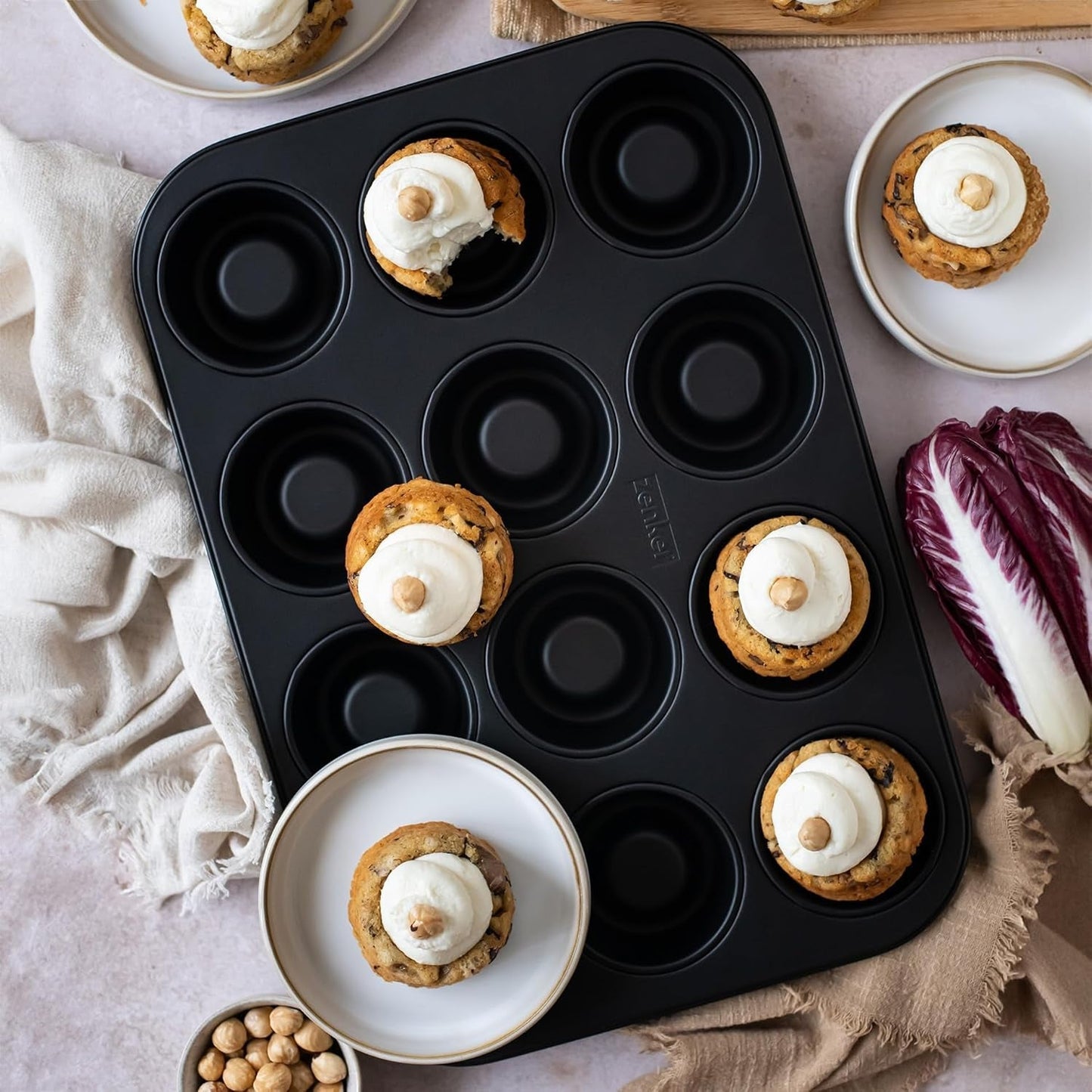 Zenker Cup-Cake-Backblech 12Er Set – Premium Antihaftbeschichtung, Für Perfekte Cupcakes, 385X265X30Mm, Hitzebeständig Bis 230°C Vormen en bakplaten Naty Shop