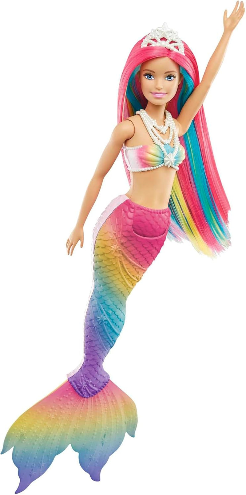 Barbie Dreamtopia Rainbow Magic Zeemeermin, Barbie Zeemeermin met Regenbooghaar, Watergeactiveerde kleurveranderende pop, 3 jaar oud speelgoed, Meisjescadeau, GTF89 Naty Shop-poppen