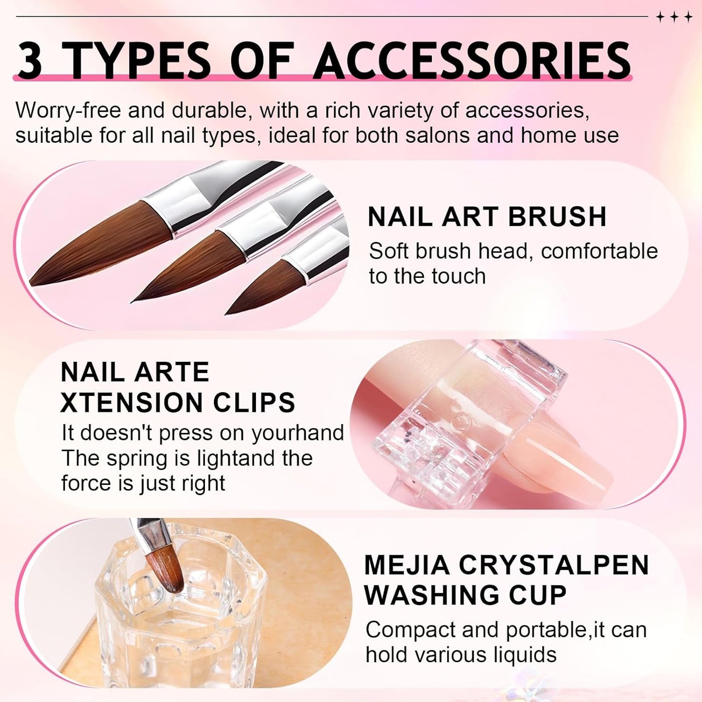 Polygel nageloplossing, polygel slipoplossing nagelkit, polygel vloeibare nageloplossingen 75 ml, 5 nageltipclips, 3 nagelborstels, 1 kristallen beker, 100 reinigingsvellen