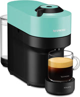 Espressomachine met Nespresso Krups Vertuo Pop capsules, inhoud: 560 ml, automatische capsuleherkenning, one-touch systeem, 4 kopgroottes, verkorte opwarmtijd, duurzaam, Aqua Mint, XN9204
