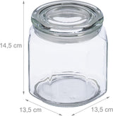 Relaxdays Voorraadpotten met deksel Set van 6 glazen achthoekige voorraadpotten van 1,3 liter Luchtdichte glazen containers Heldere voedselbewaardozen Naty Shop