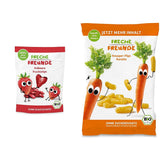 Biologische fruitchips "100% Aardbei" Gevriesdroogde aardbeienfruitchips (12 x 12 g) en nieuwe biologische knapperige maïs- en wortelflips, biologische snack, vanaf 1 jaar, (9 x 30 g) 270 g