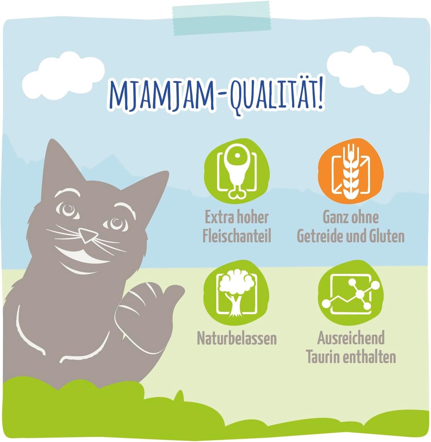 MjAMjAM - Premium natvoer voor katten - Verfijnde forel met sappige kip, 6 stuks (6 x 400 g), graanvrij