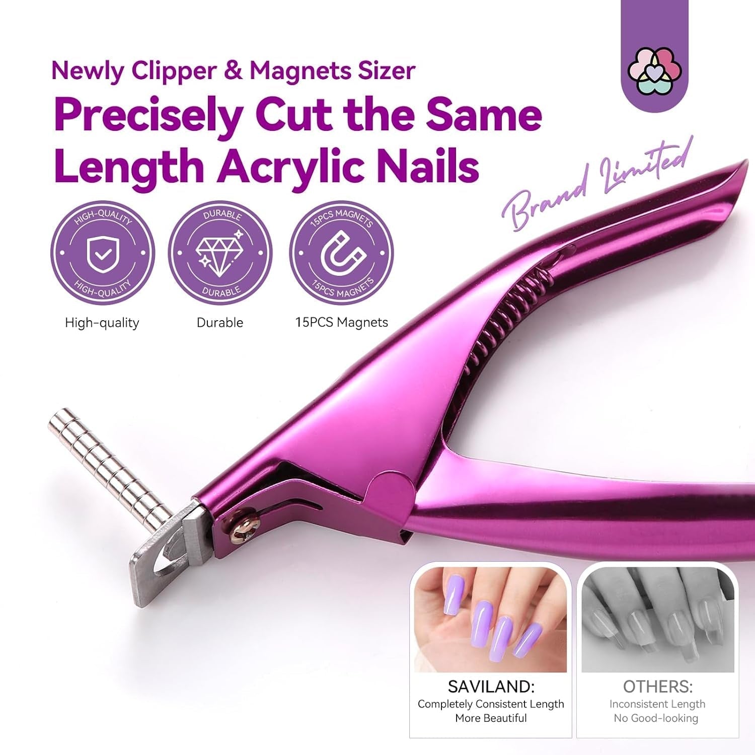Saviland nagel manicure cutter cutter met 15 magneten, gelnagels nageltrimmer manicure nagel cutter voor kunstnagels gelnagels acrylnagels kunstnagels (rood rood)