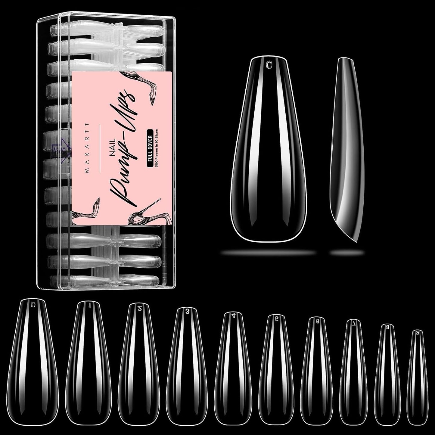 Makartt acryl nagelhouder, magnetische nagelhouder, nagelhouder, transparant roze nagelhouder met 48 zelfklevende stopverf