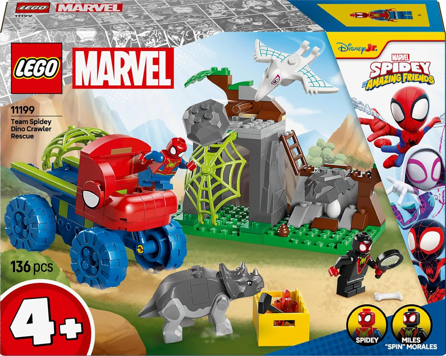 LEGO Marvel Spidey's team op reddingsmissie in de Dino Truck Speelgoedauto bouwen voor superhelden Avonturenset voor kinderen 4+ Spidey en zijn supervrienden 11199 Bouwsets Besuche in LEGO-Store