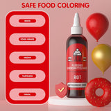 Rode kleurstof 120 ml, zeer geconcentreerde en suikervrije vloeibare kleurstof voor bakken, cakes, bitterkoekjes, glazuur, fondant, koekjes, donuts