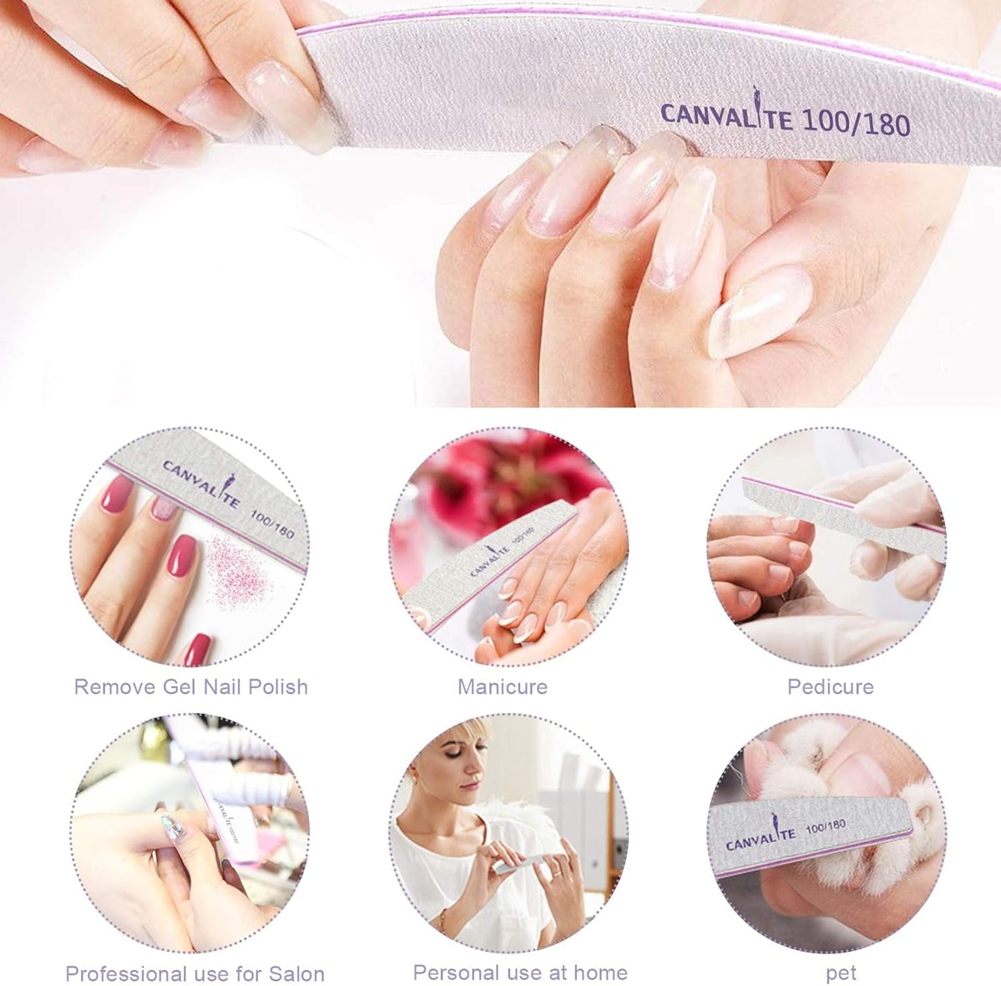 10 Stück Professionale Nagelfeilen Doppelseitig (100/180 Körnung) Nagelwerkzeug, Haustierpflege Für Zuhause en Salon Verwendbar