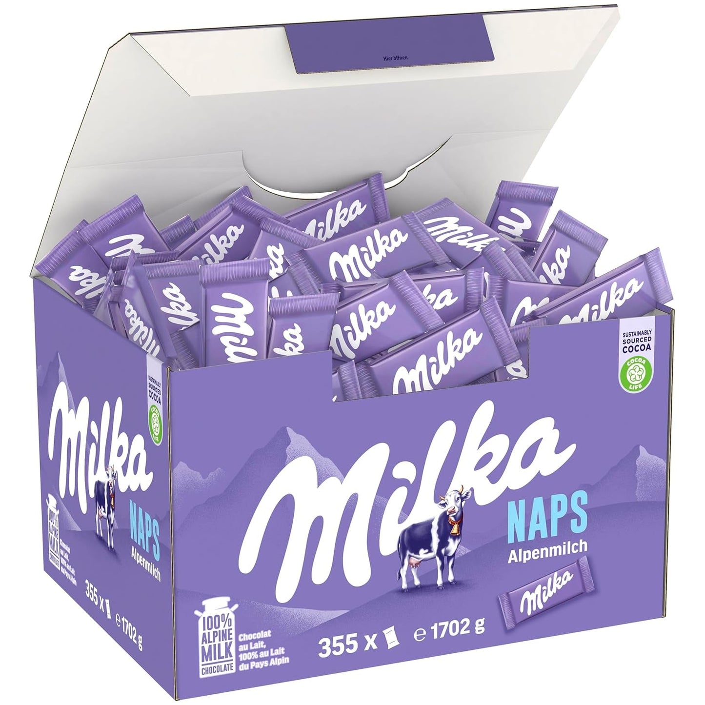 Milka Naps Alpenmelk – Mini chocoladevierkantjes van delicate alpenmelkchocolade – 1 x 1,7 kg