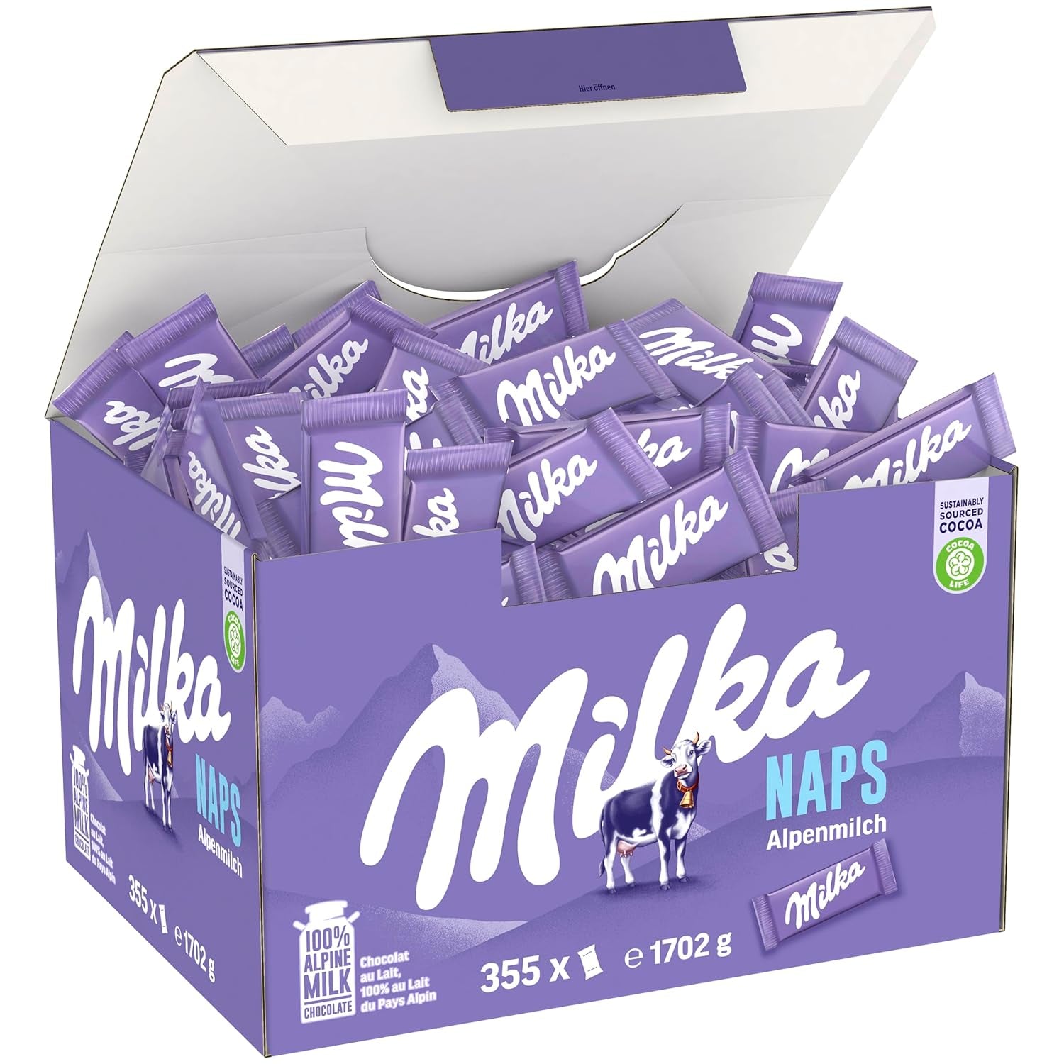 Milka Naps Alpenmelk – Mini chocoladevierkantjes van delicate alpenmelkchocolade – 1 x 1,7 kg