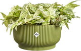 elho Vibes Fold Bowl 25 - Bloempotten voor binnen - 100% gerecycled plastic - Ø 24,9 x H 12,1 cm - Groen/Ferngrün