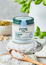Fuchs Gewürze - Fleur de Sel | Edel toppingzout voor asperges, zeevruchten en vis | Meersalz in Premium Kwaliteit 100 g in wiederverschließbaren Gewürzglas