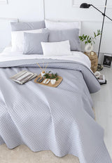 Todocama Fine Boutique sprei met piquépatroon, voor lente, zomer, herfst en winter, 100% superzachte microvezel, multifunctionele deken, 140/150/160-250 X 260 cm, lichtgrijs Bedden en dekens Beuche den Todocama-Store