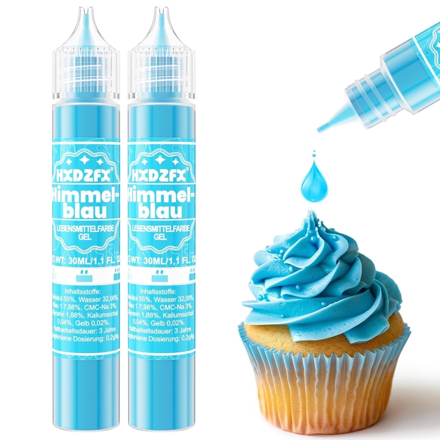Gelvoedselkleuring - HXDZFX 2×30ml, suikervrije voedselkleuring, sterk geconcentreerd, voor het versieren van taarten, witte fondant, bitterkoekjes, koekjes, bakken, paaseieren, slijm (druivenpaars)
