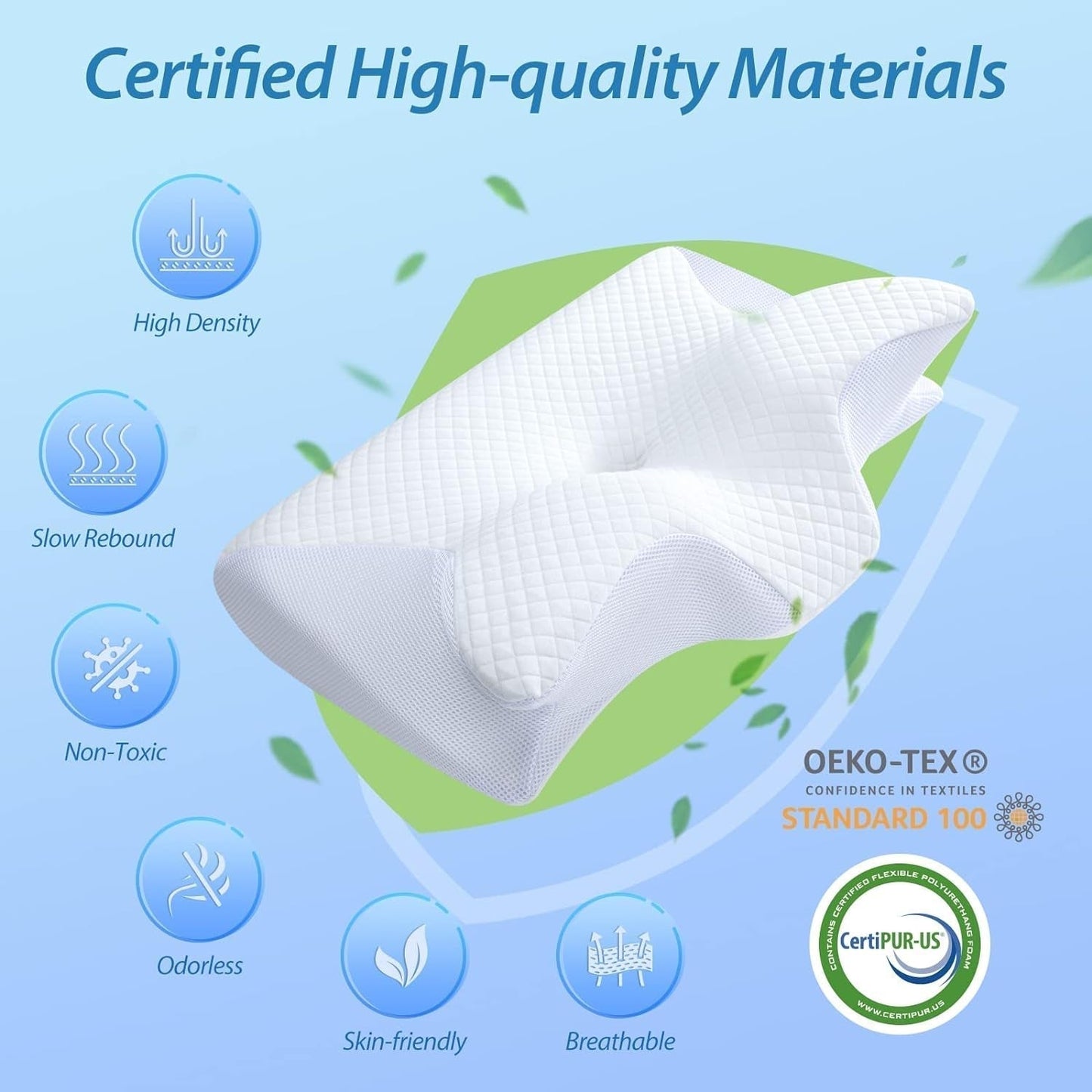 HOMCA Nekkussen Orthopedisch kussen 2 in 1 Memory Foam Kussen Neksteunkussen Ergonomisch hoofdkussen voor rug-, zij- en buikpijn 60 X 13/11 X 40 cm Naty Shop Cervicale orthopedische kussens
