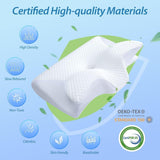 HOMCA Nekkussen Orthopedisch kussen 2 in 1 Memory Foam Kussen Neksteunkussen Ergonomisch hoofdkussen voor rug-, zij- en buikpijn 60 X 13/11 X 40 cm Naty Shop Cervicale orthopedische kussens