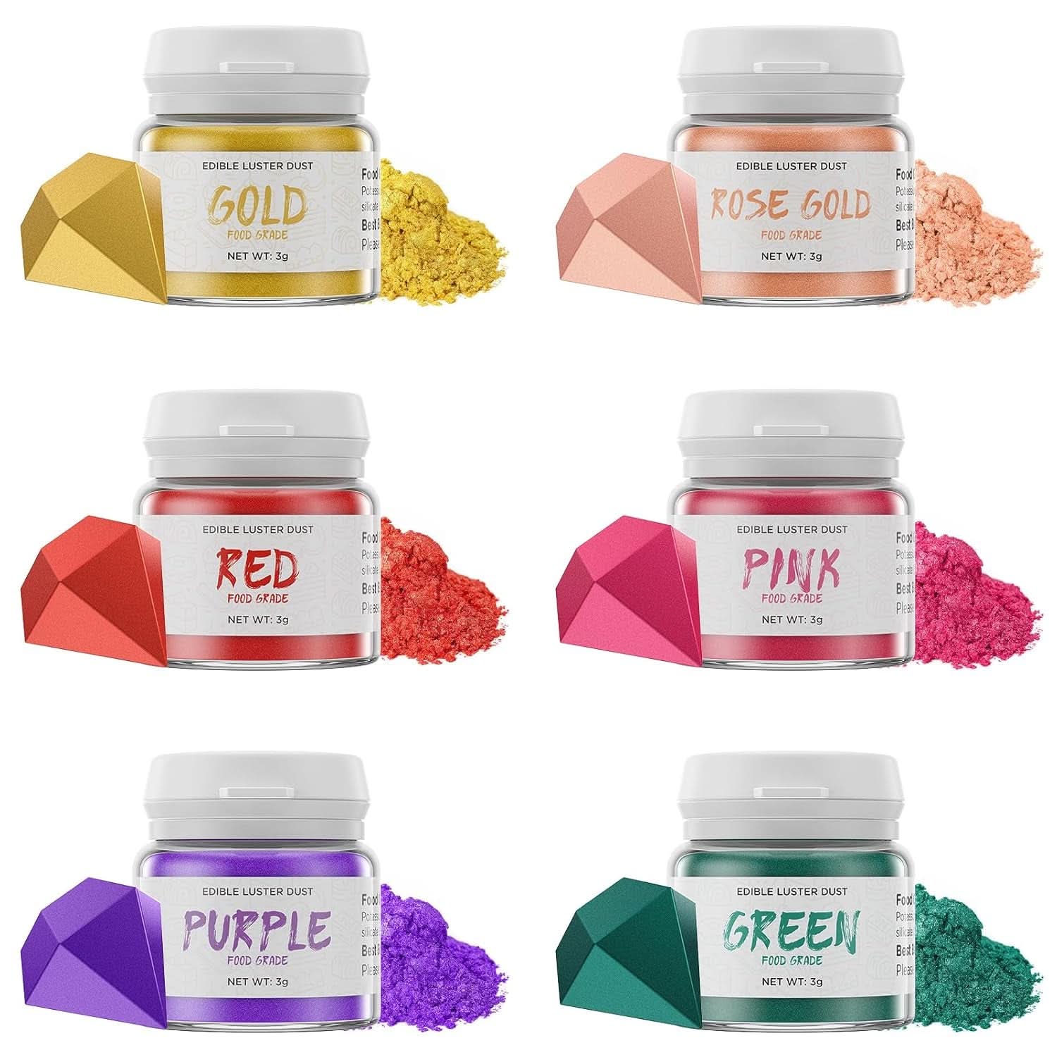 Eetbare glitter, 3 gram Naty Shop Klassieke kleuren