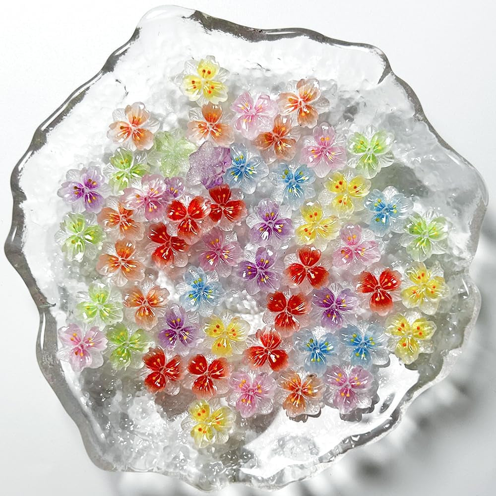 50 stuks 3D Blume Nagel Charms Nageldesign Glitzersteine ​​Nailart Strasssteine ​​Bloem Nagel Charmes Lichtgevende Bloem Nail Art Charms Bunte Blumen Deko Nagel Steinchen Bloemen Nagelsteentjes