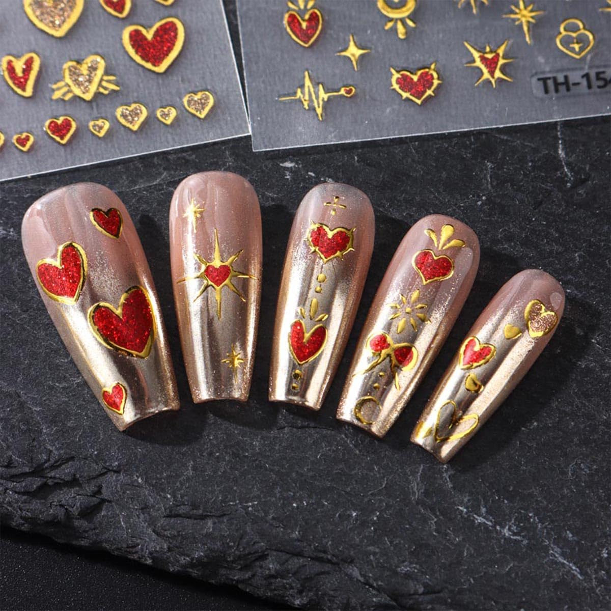 JMEOWIO Nagelsticker Mond Stern 10 Blatt Nail Art Sticker Selbstklebend Nagelaufkleber Decoratie Nageldesign Zubehör
