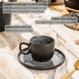 ZANGER Sydney | Keramische espressokopjes set van 12, mokka kopjes set voor 6, kop en schotels, vaatwasmachine- en magnetronbestendig, donkergrijs, 80 ml | DE WAARDE-COLLECTIE