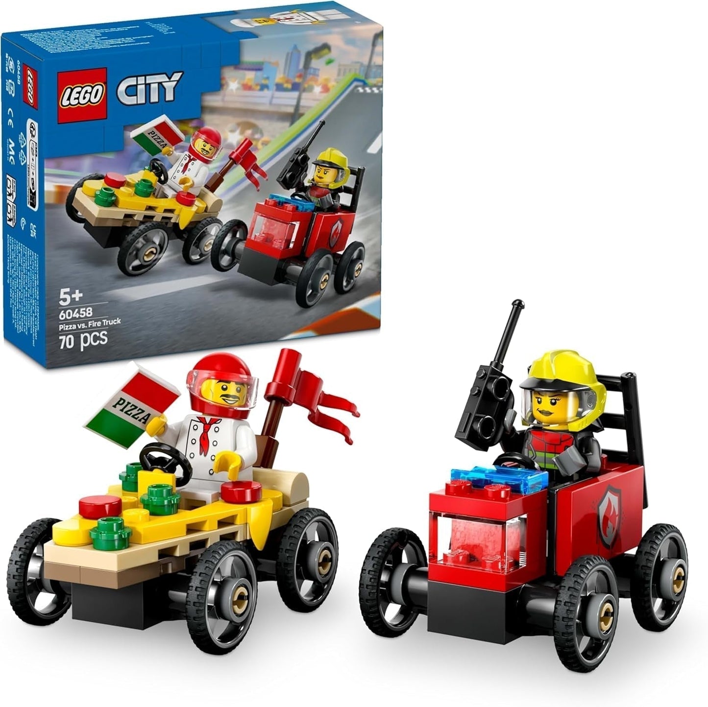 LEGO City pizzabezorgbus vs. Pizzatruck - Zeepkistspeelgoed voor meisjes en jongens vanaf 5 jaar - Bouwset met minifiguren van 2 chauffeurs - Verjaardags- en feestdagencadeau 60458 Bouwsets Bekijk de LEGO-Store standaardtitel