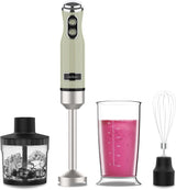 Cecotec Stabmixer Power Retrogreen 1200MAX Cream&Crush, Maximalleistung 1200 W, Crossblades-technologie, 2 snelheden, Zubehörset Spülmaschinenfest, Spritzschutzhaube Kitchen Naty Shop