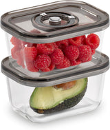 Caso Vacu OneTouch Eco set, handmatige vacumeermachine, inclusief 3 glazen vacumeercontainers en VacuBoxx Eco-Duo S - vacuüm vershoudcontainer / 2 containers à 500 ml elk Voedselbewaardozen Naty Shop